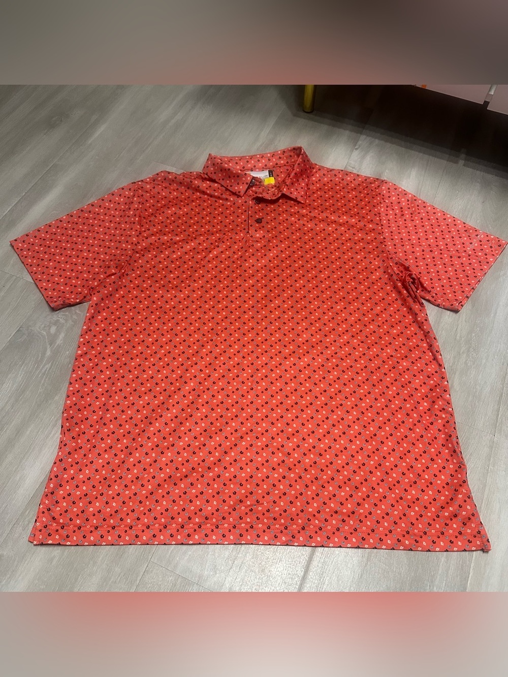 Nicklaus Orange Print Golf Polo Mens Shirt Sz L